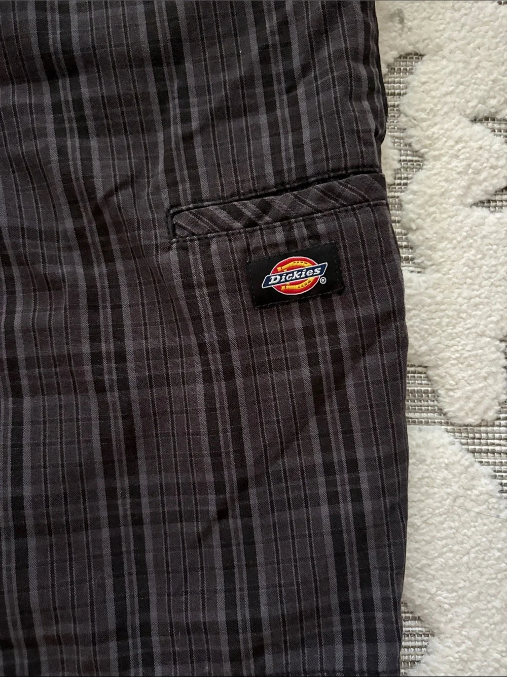 Dickies Black Plaid Flat-Front Shorts